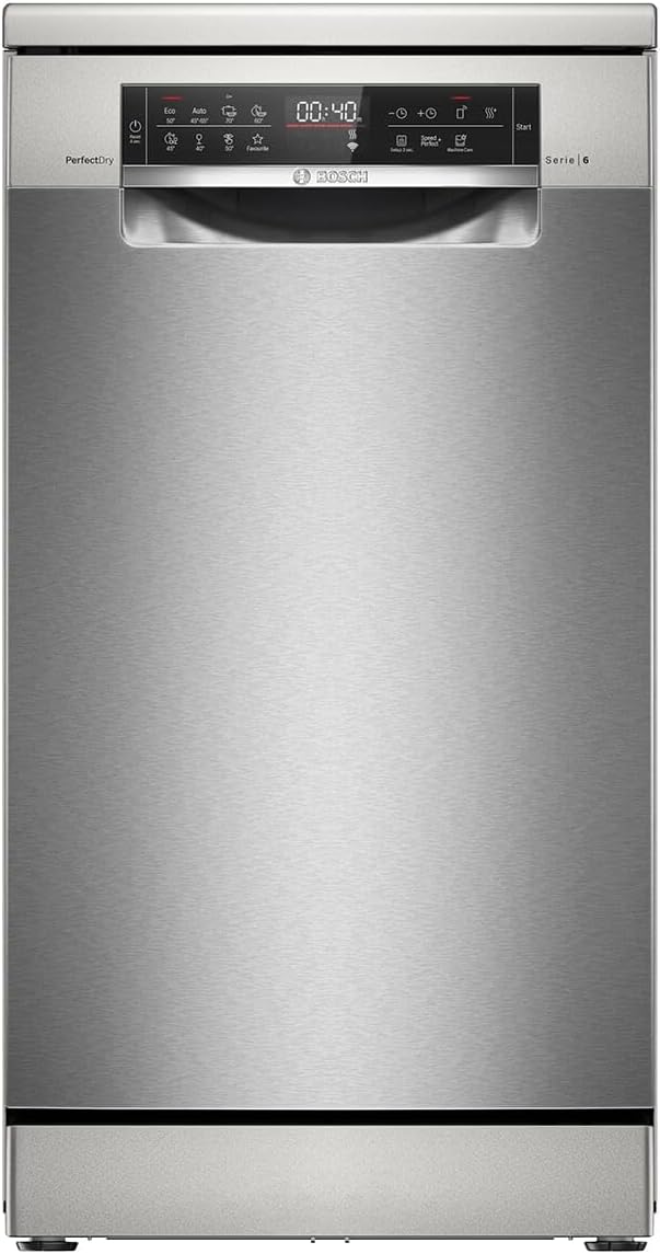 Bosch SPV2IKX10E Serie 2 Smarter Geschirrspüler vollintegriert, 45 cm breit, Besteckkorb, Extra Trocknen auf Knopfdruck, InfoLight roter Lichtpunkt am Boden, AquaStop Schutz gegen Wasserschäden, Weiß