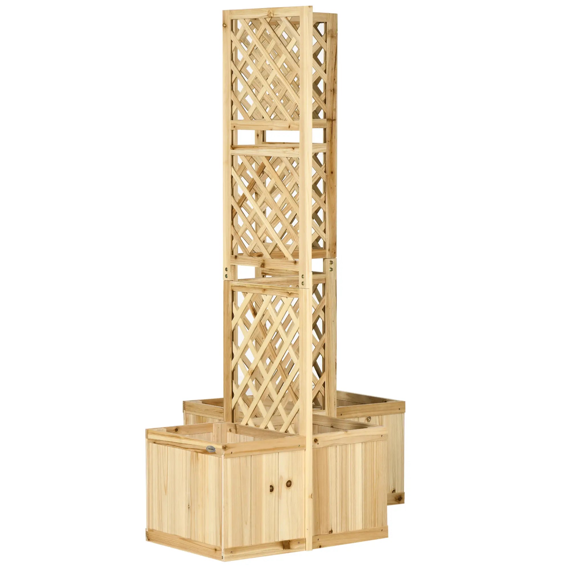 Outsunny Sichtschutz Spalier mit 4 Pflanzkästen klappbar Outdoor