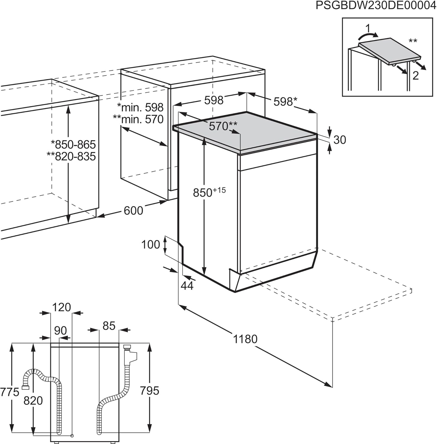AEG Vollintegrierter Geschirrspüler 60cm, Spülmaschine Serie 7000: mit Glasschutz, Energieklasse A, Besteckschublade, personalisierte Zeit-Steuerung, leise 41dB, ComfortRails, Wasserstopp, FSE7676AP