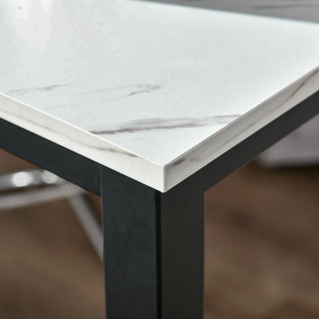 HOMCOM Bartisch Stehtisch Marmoroptik rutschfeste Fußpads Weiß