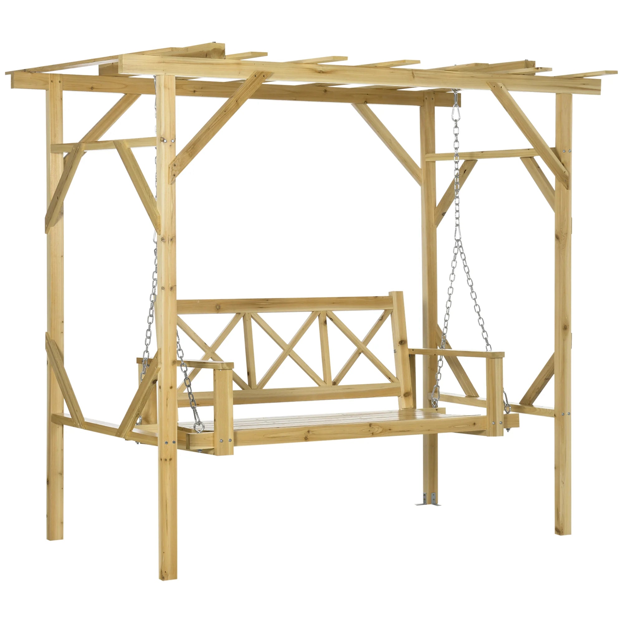 Outsunny Hollywoodschaukel Pergola höhenverstellbar Massivholz
