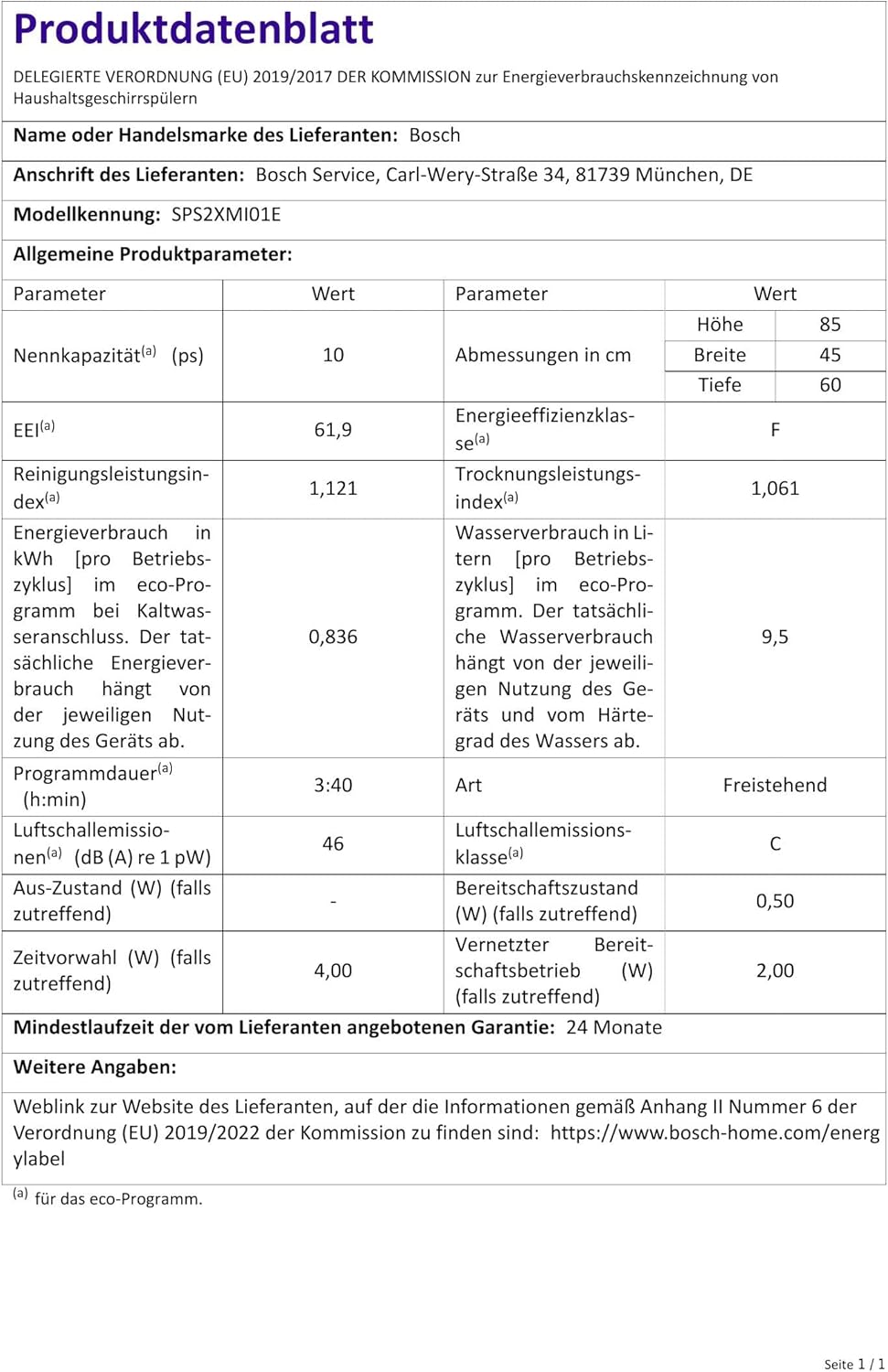 Bosch SPV2IKX10E Serie 2 Smarter Geschirrspüler vollintegriert, 45 cm breit, Besteckkorb, Extra Trocknen auf Knopfdruck, InfoLight roter Lichtpunkt am Boden, AquaStop Schutz gegen Wasserschäden, Weiß