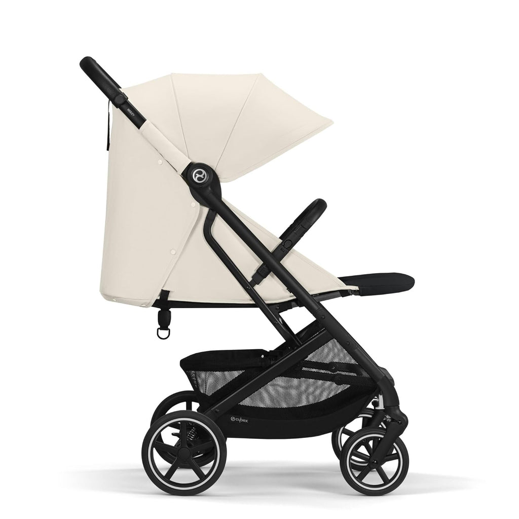 Cybex Gold Kinderwagen Beezy mit One-Pull Harness, Ab Geburt bis ca. 4 Jahre (max. 22 kg), Kompakt und ergonomisch, Almond Beige (Beige mit schwarzem Rahmen)