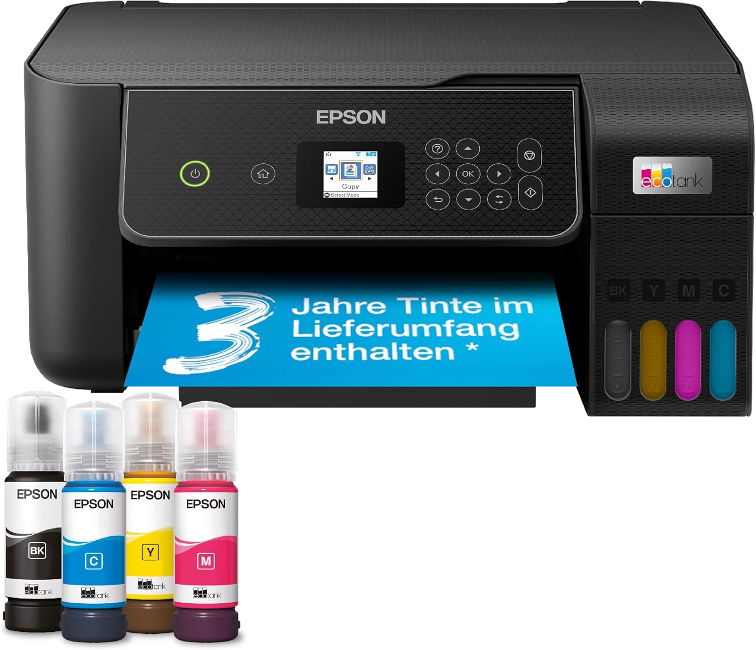 Epson EcoTank ET-2870 A4-Multifunktions-Wi-Fi-Tintentankdrucker, mit einem im Lieferumfang enthaltenen Vorrat an Tinten bis zu 3 Jahren