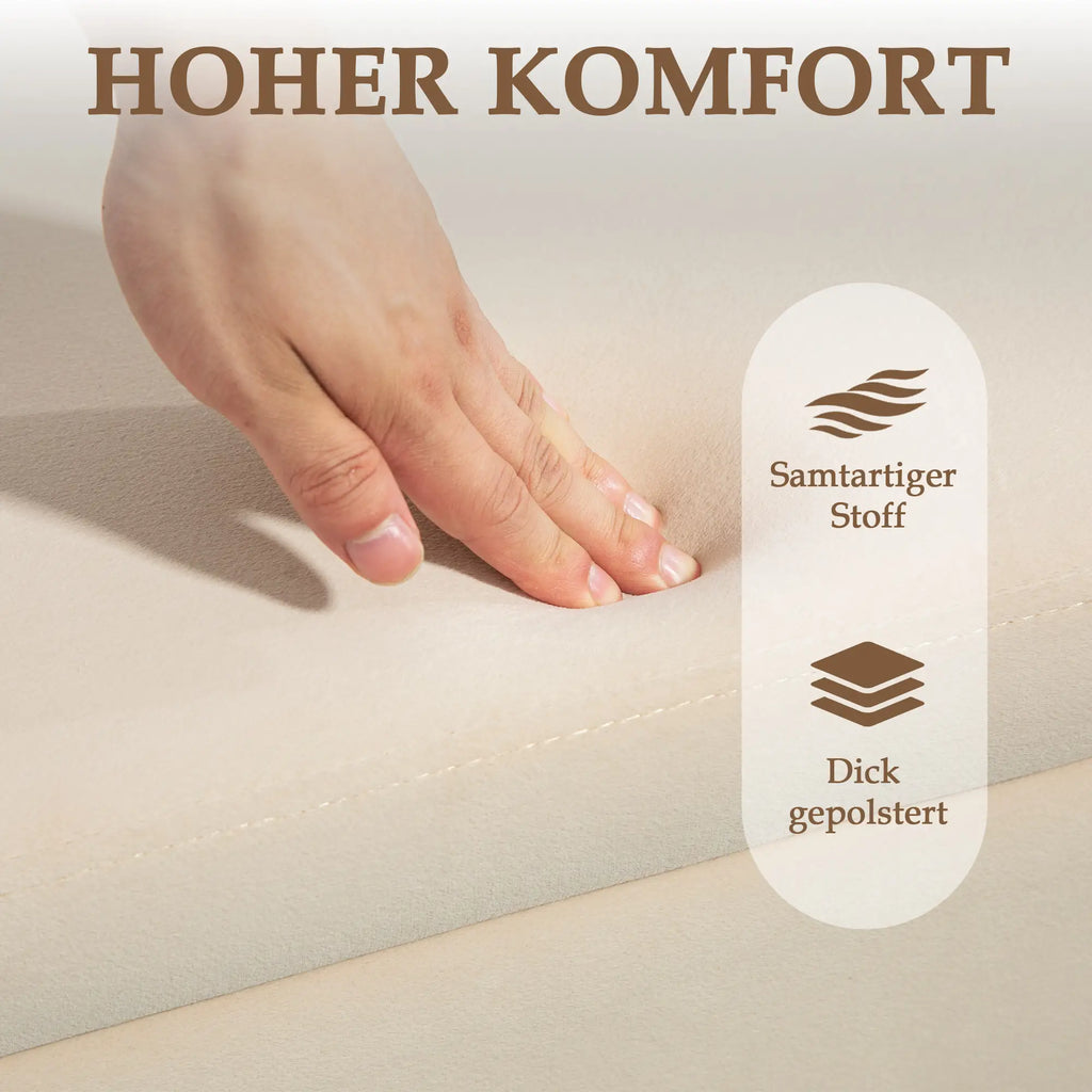 HOMCOM Polsterbank mit Stauraum Sitztruhe vielseitig Samt Beige