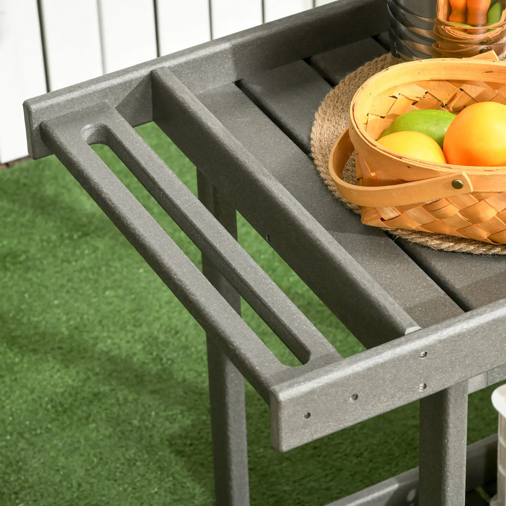 Outsunny Servierwagen Outdoor mit Rollen großer Stauraum