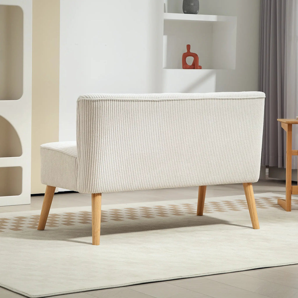 HOMCOM Zweisitzer Sofa Couch breite Sitzfläche weiche Polsterung cremeweiß