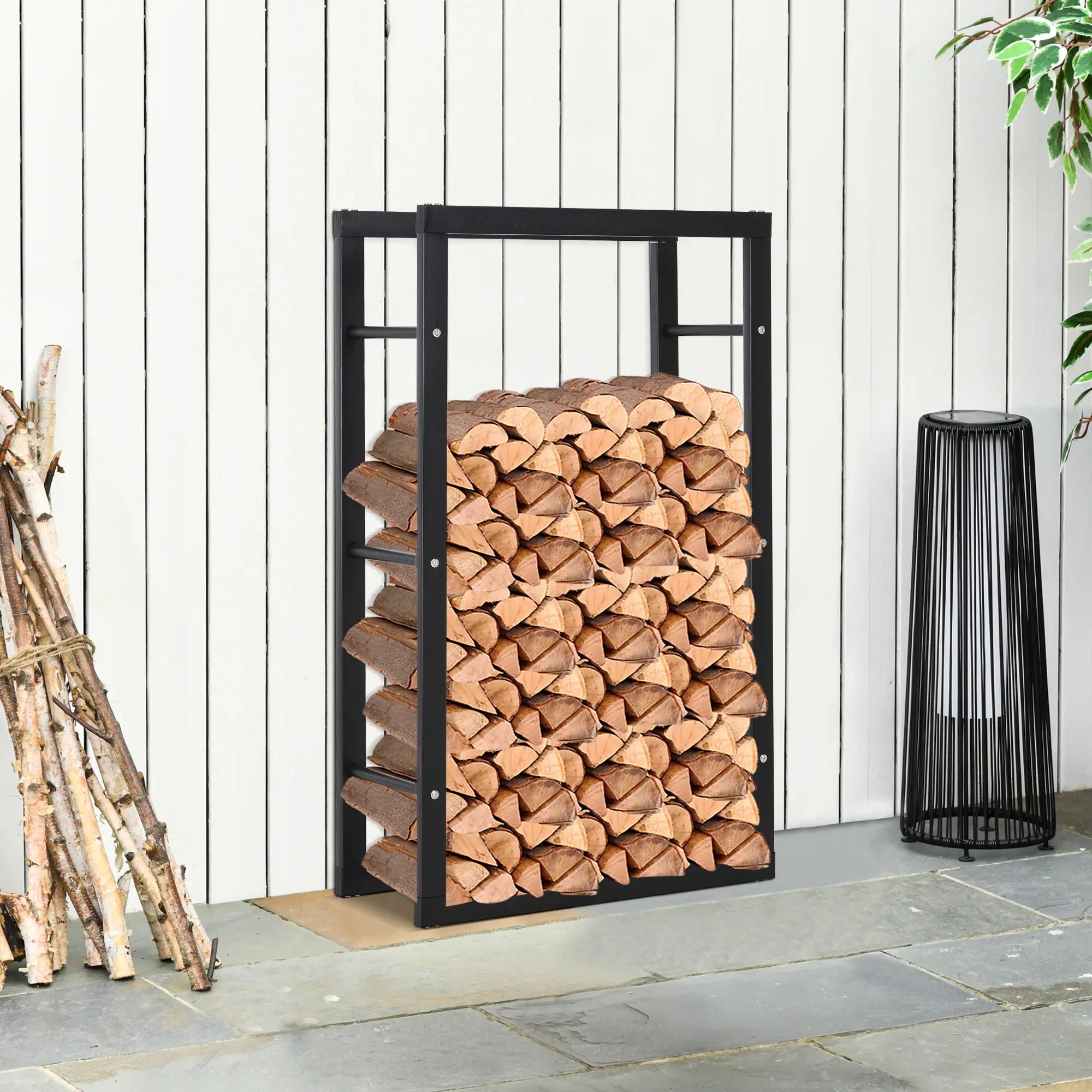 HOMCOM Kaminholzständer Kaminholzregal elegantes Design großer Stauraum