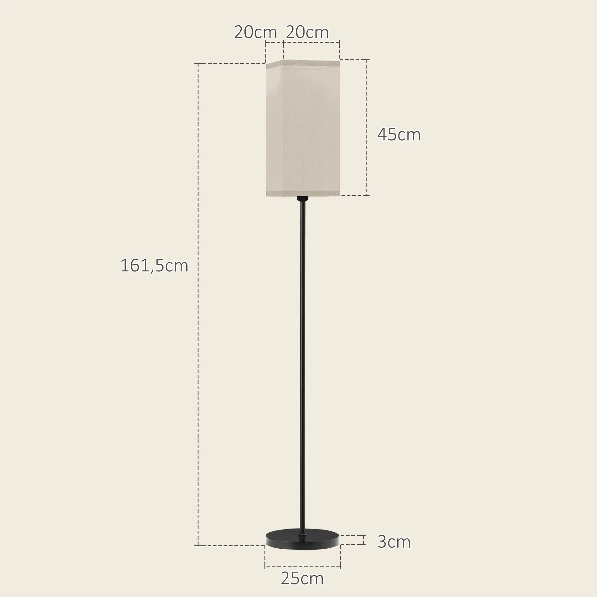 HOMCOM Stehlampe mit Fußschalter und Leinenoptik-Schirm