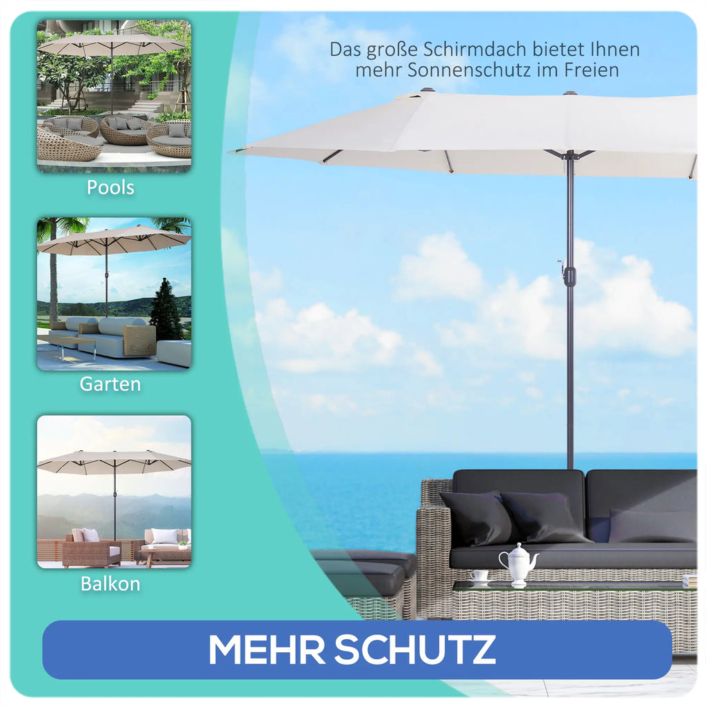 Outsunny Doppel-Sonnenschirm Gartenschirm XXL mit Handkurbel Lüftung