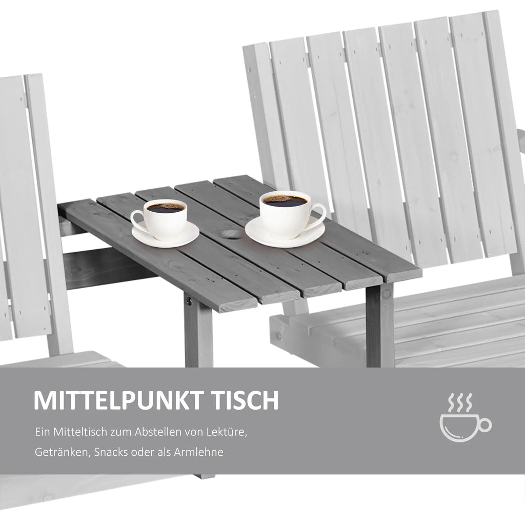Outsunny Gartenbank mit Tisch Regenschirmloch 2-Sitzer Massivholz