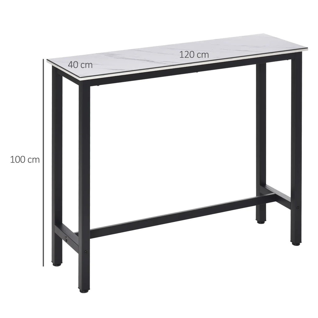 HOMCOM Bartisch Stehtisch Marmoroptik rutschfeste Fußpads Weiß