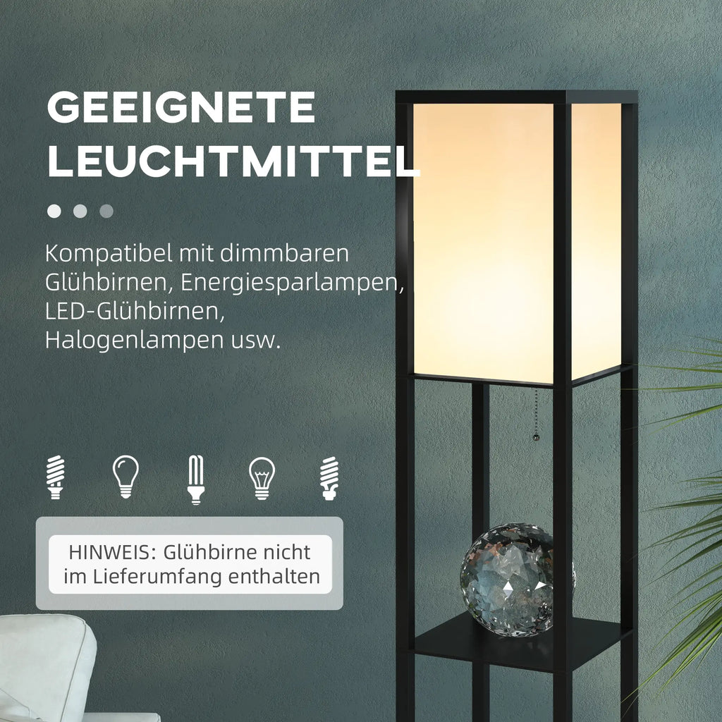 HOMCOM Stehleuchte mit Regal und sanftem Licht für Wohnzimmer