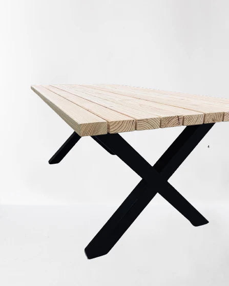 Serie Andy | Gartentisch- Eiche - inkl. Tischbein X-Form - versch. Gren