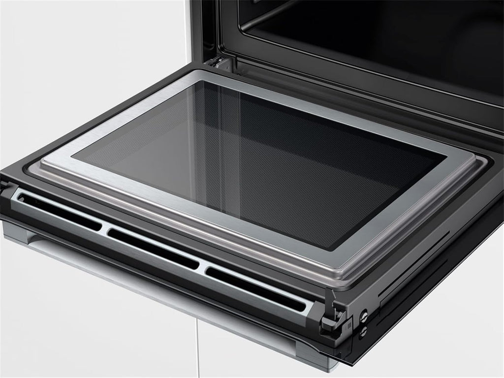 Bosch HMG7361B1, Serie 8 smarter Einbau-Backofen mit Mikrowellenfunktion, 60 x 60 cm, Made in Germany, Schwarz, Air Fry, Digitaler Bedienring, Touchdisplay, Automatikprogramme, Reinigungsunterstützung