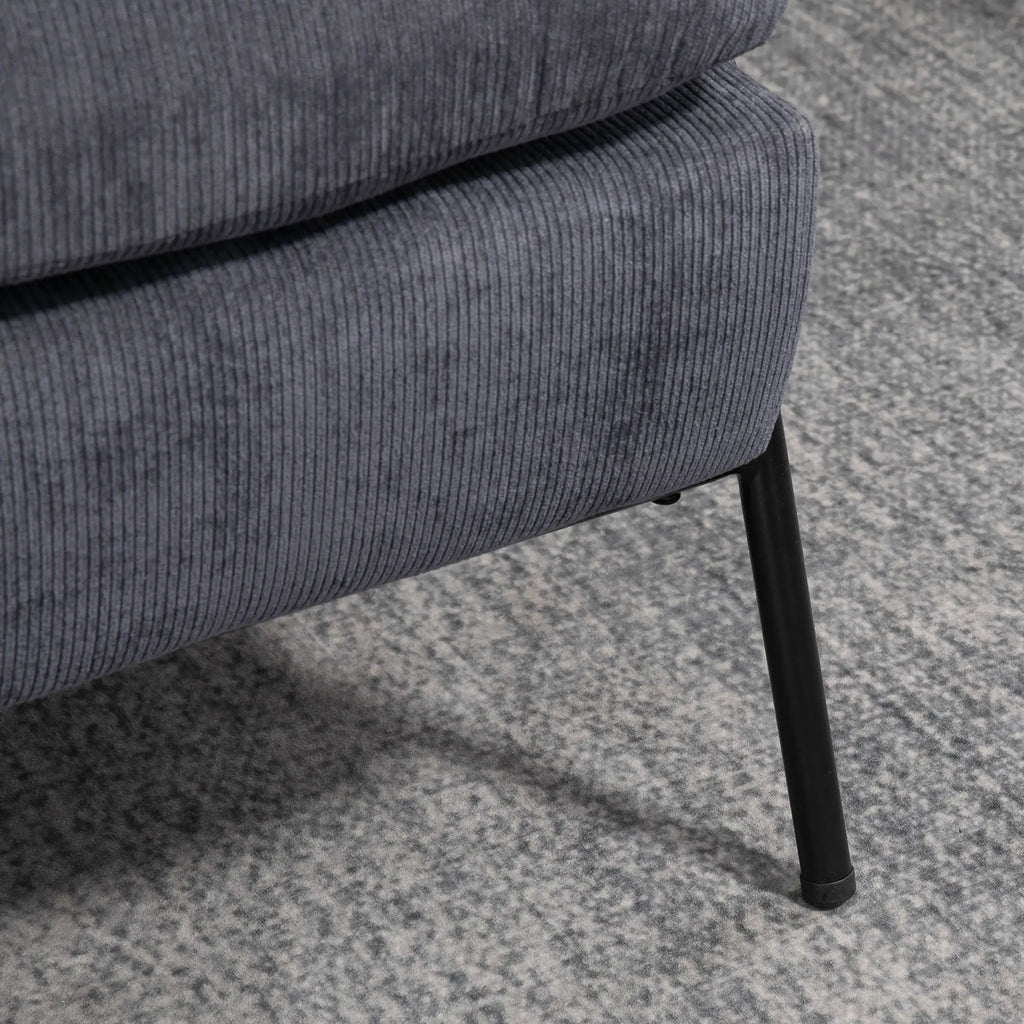 HOMCOM Relaxsessel mit Hocker verstellbare Rückenlehne Set Cord Grau