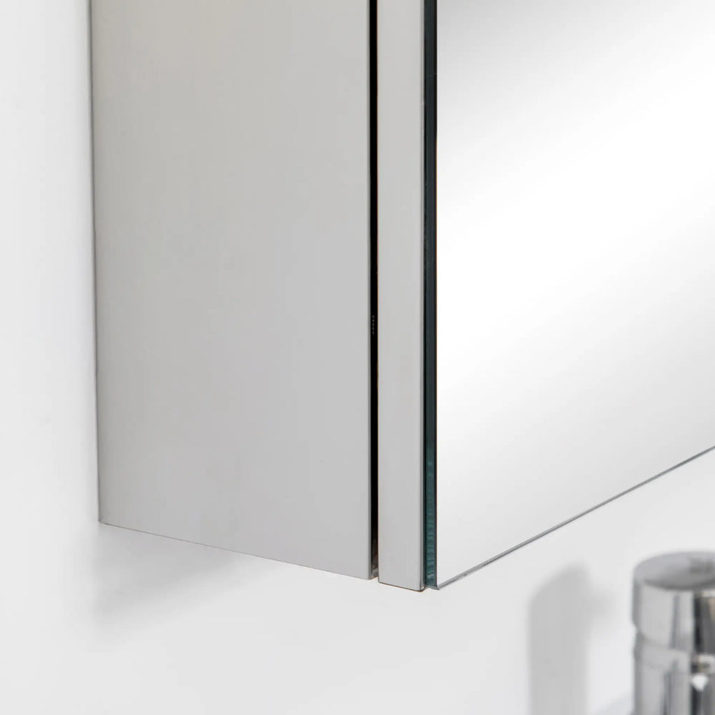 kleankin Spiegelschrank Badezimmerschrank Wandmontage Spiegeltüren Edelstahl