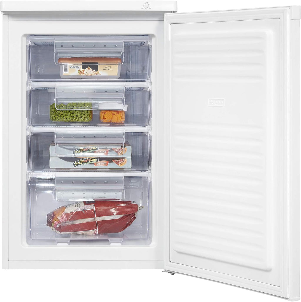 Exquisit Gefrierschrank GS80-040E weiss | Standgerät | 91 l Volumen | Weiß | Gefrieren | Türanschlag wechselbar | Gefrierschubladen