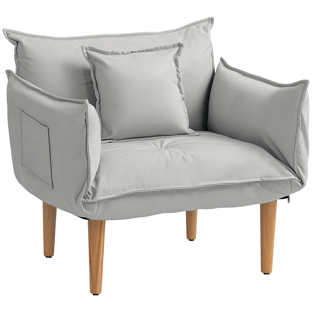 HOMCOM Schlafsessel mit 5-fach verstellbarer Rückenlehne 2in1 Bodensofa