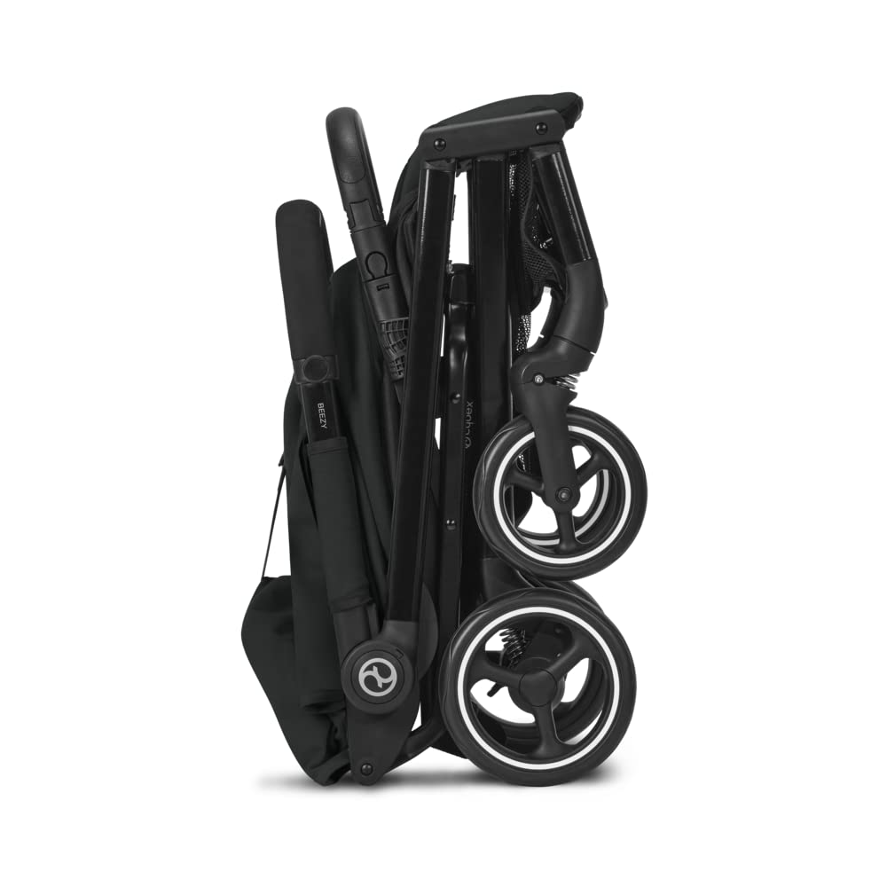 Cybex Gold Kinderwagen Beezy mit One-Pull Harness, Ab Geburt bis ca. 4 Jahre (max. 22 kg), Kompakt und ergonomisch, Almond Beige (Beige mit schwarzem Rahmen)