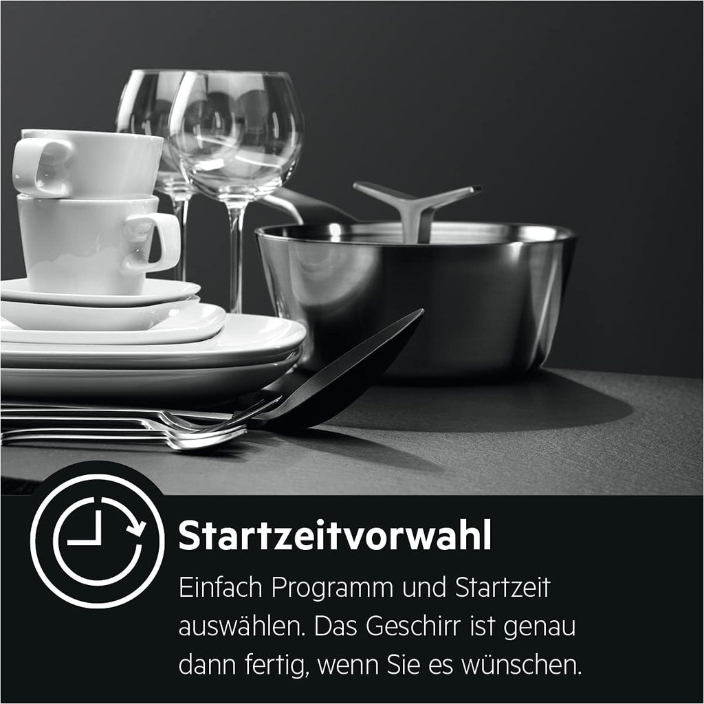 AEG Vollintegrierter Geschirrspüler 60cm, Spülmaschine Serie 7000: mit Glasschutz, Energieklasse A, Besteckschublade, personalisierte Zeit-Steuerung, leise 41dB, ComfortRails, Wasserstopp, FSE7676AP