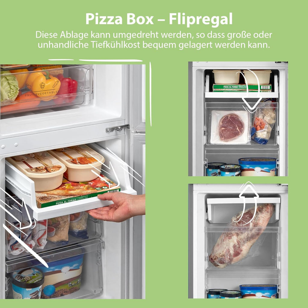 Comfee' RCB169DK3 Kühlschrank mit Gefrierfach 150cm Höhe/Kühl-/Gefrierkombination/Low Frost/174L/leise Kühlgefrierkombi 38dB/Einstellbare Kühlschranktemperatur/LED-Licht/156 kWh/Jahr/Schwarz