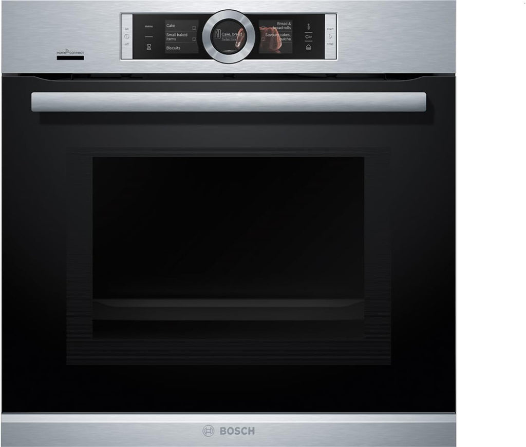 Bosch HMG7361B1, Serie 8 smarter Einbau-Backofen mit Mikrowellenfunktion, 60 x 60 cm, Made in Germany, Schwarz, Air Fry, Digitaler Bedienring, Touchdisplay, Automatikprogramme, Reinigungsunterstützung