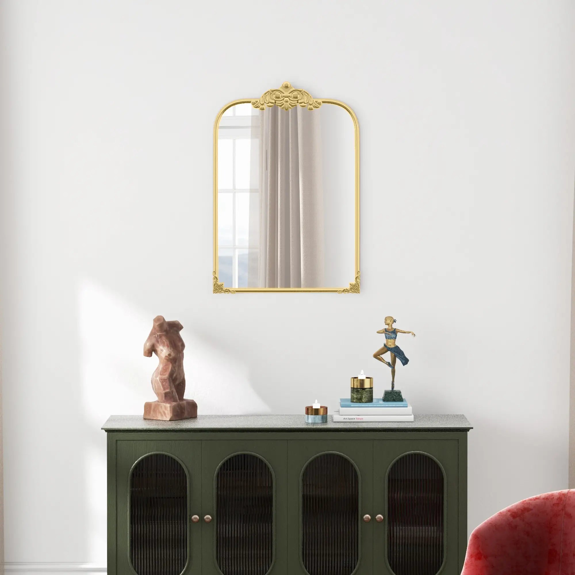 HOMCOM Wandspiegel Barockstil florale Deko abnehmbare Verzierungen