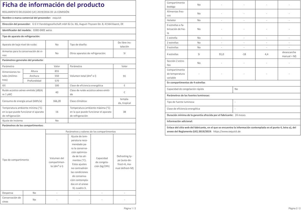 Exquisit Gefrierschrank GS80-040E weiss | Standgerät | 91 l Volumen | Weiß | Gefrieren | Türanschlag wechselbar | Gefrierschubladen
