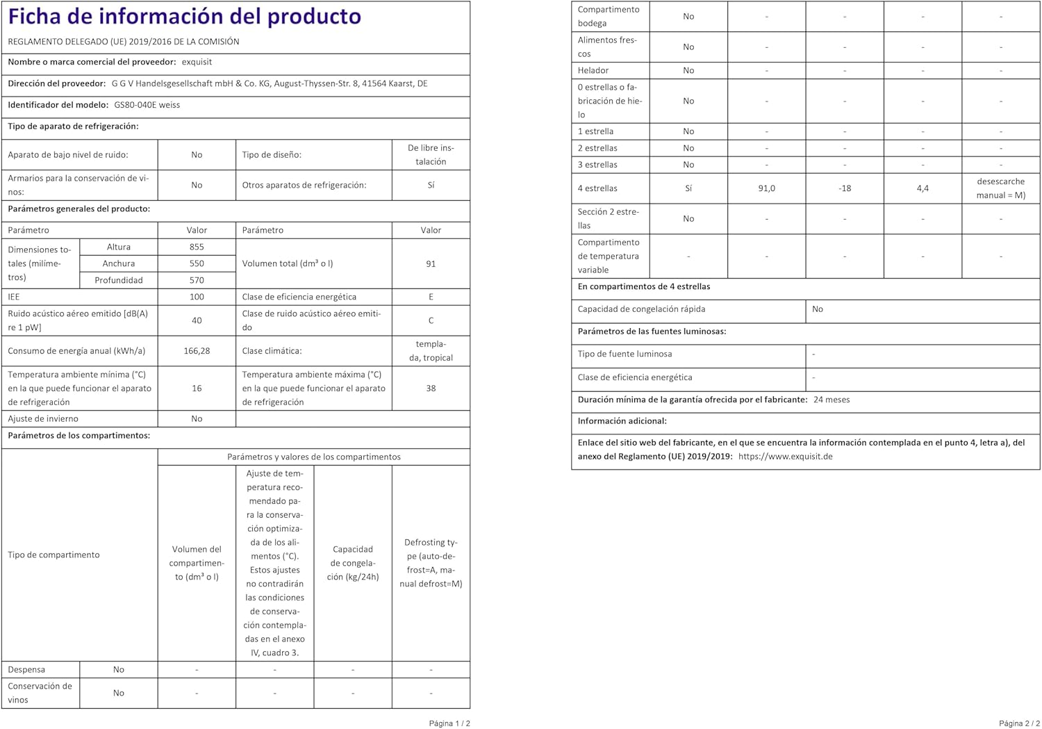 Exquisit Gefrierschrank GS80-040E weiss | Standgerät | 91 l Volumen | Weiß | Gefrieren | Türanschlag wechselbar | Gefrierschubladen