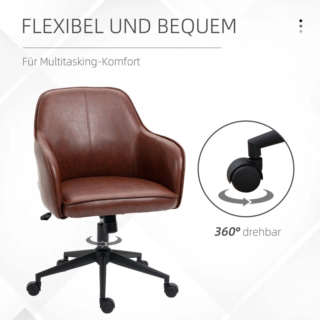 Vinsetto Bürostuhl Schreibtischstuhl höhenverstellbar Kippfunktion Braun