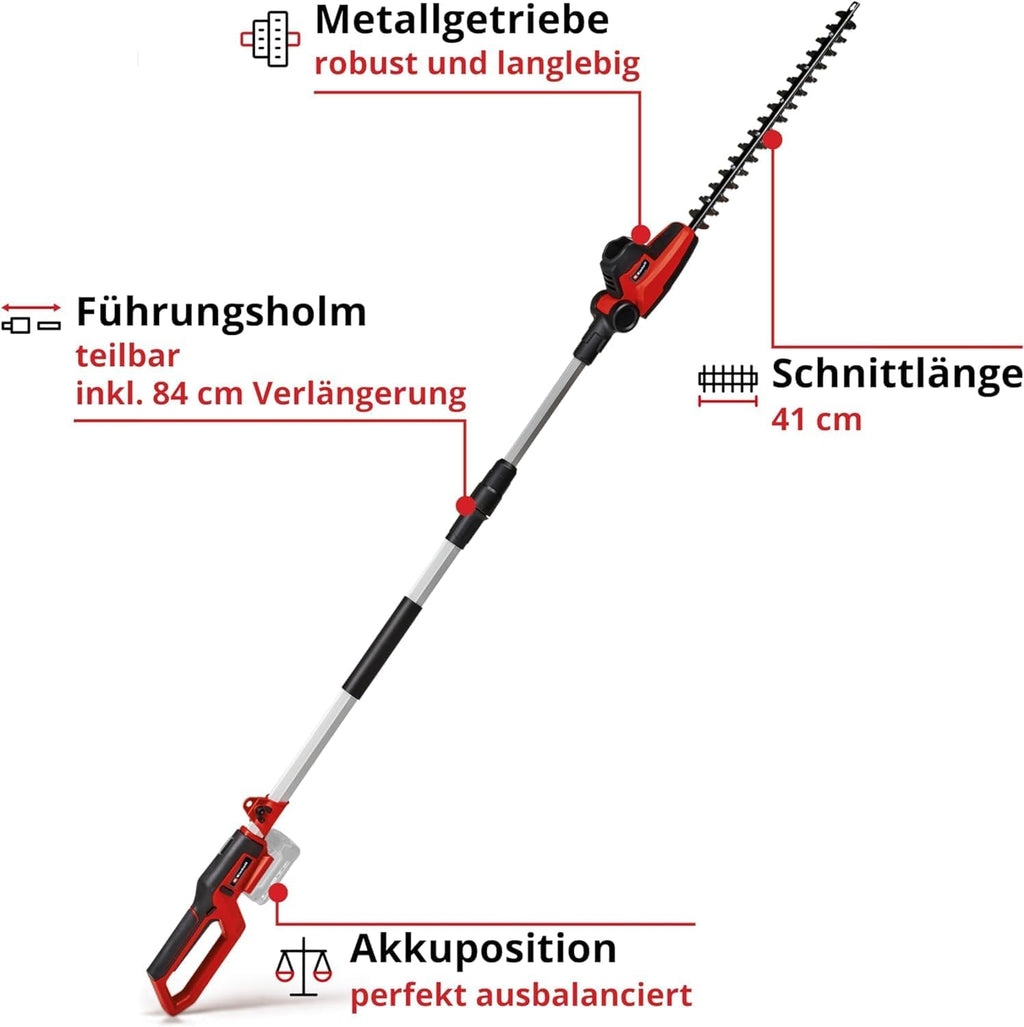 Einhell Akku-Teleskop-Heckenschere GC-HH 18/45 Li T-Solo Power X-Change (Lithium-Ionen, Hauptgriff drehbar, Metallgetriebe, Motorkopf 7-fach neigbar, ohne Akku und Ladegert)