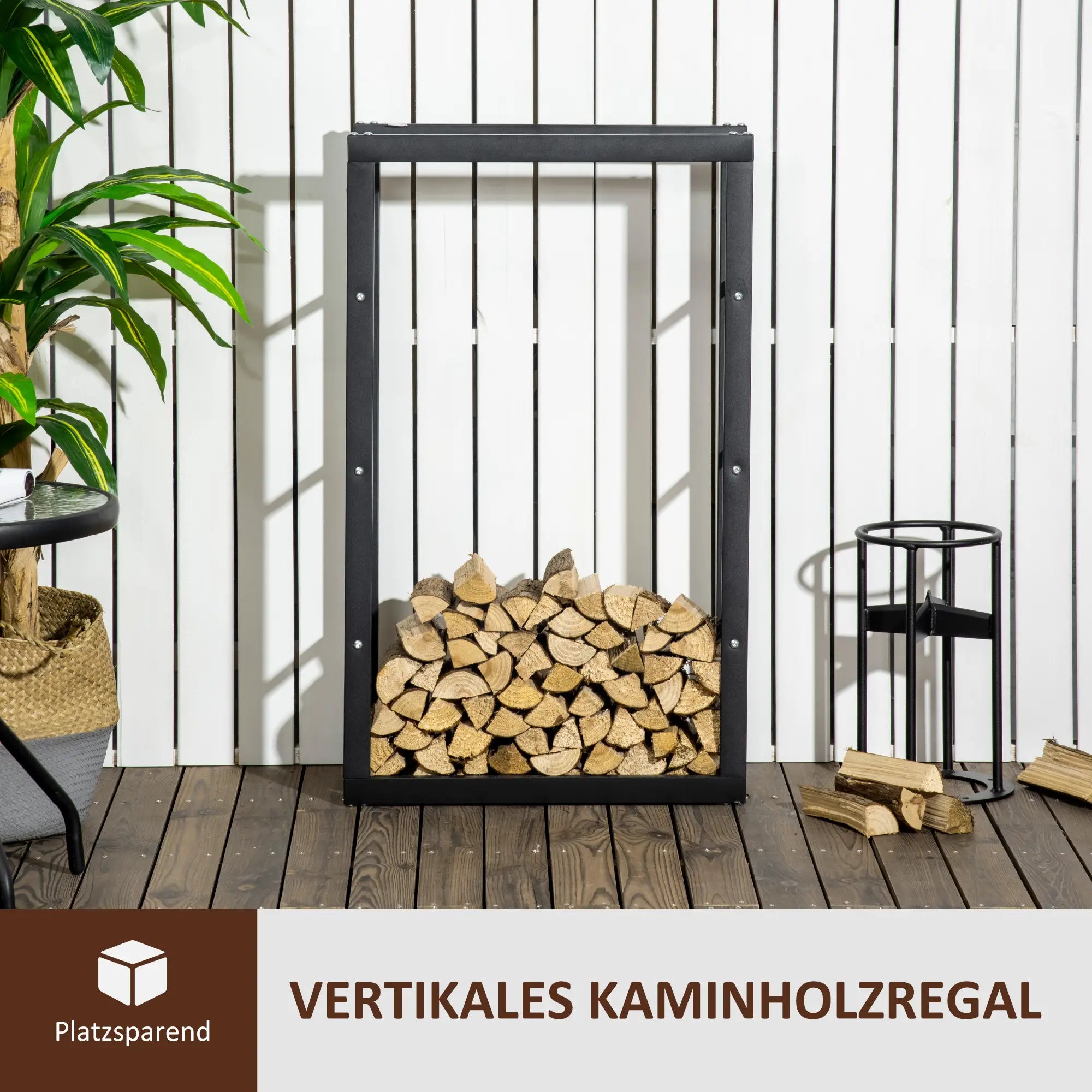 HOMCOM Kaminholzständer Kaminholzregal elegantes Design großer Stauraum