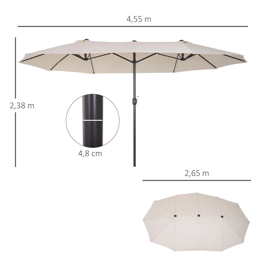 Outsunny Doppel-Sonnenschirm Gartenschirm XXL mit Handkurbel Lüftung