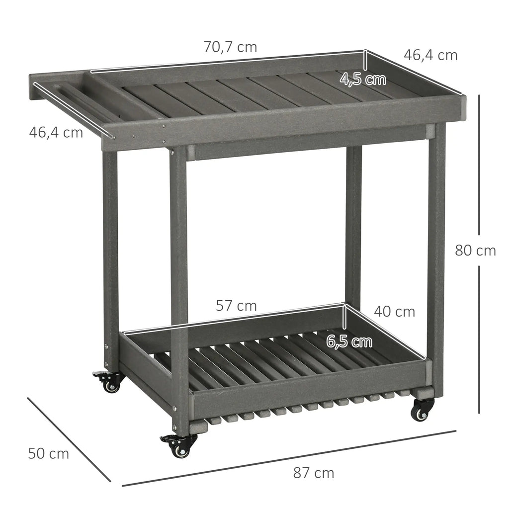 Outsunny Servierwagen Outdoor mit Rollen großer Stauraum