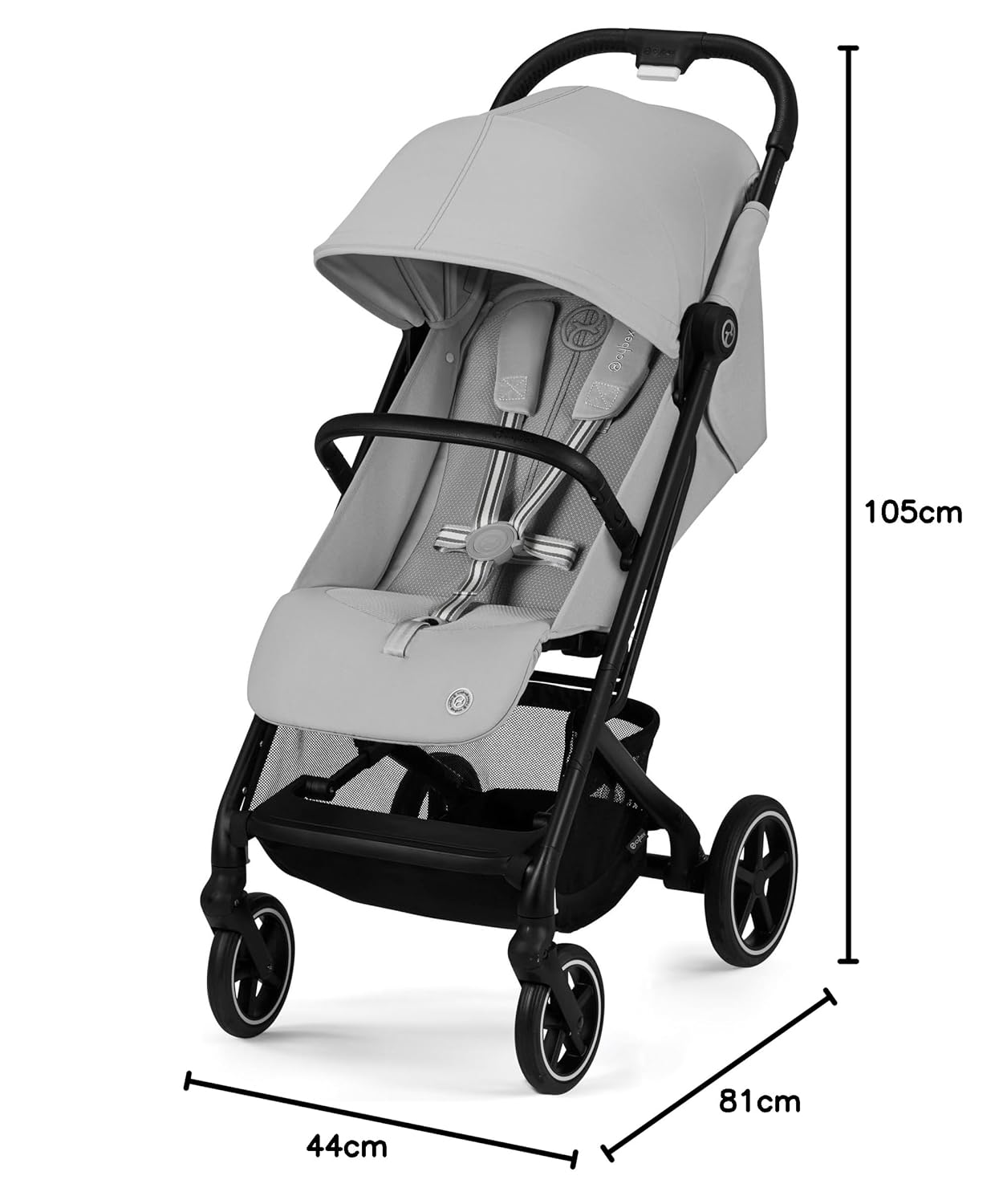 Cybex Gold Kinderwagen Beezy mit One-Pull Harness, Ab Geburt bis ca. 4 Jahre (max. 22 kg), Kompakt und ergonomisch, Almond Beige (Beige mit schwarzem Rahmen)