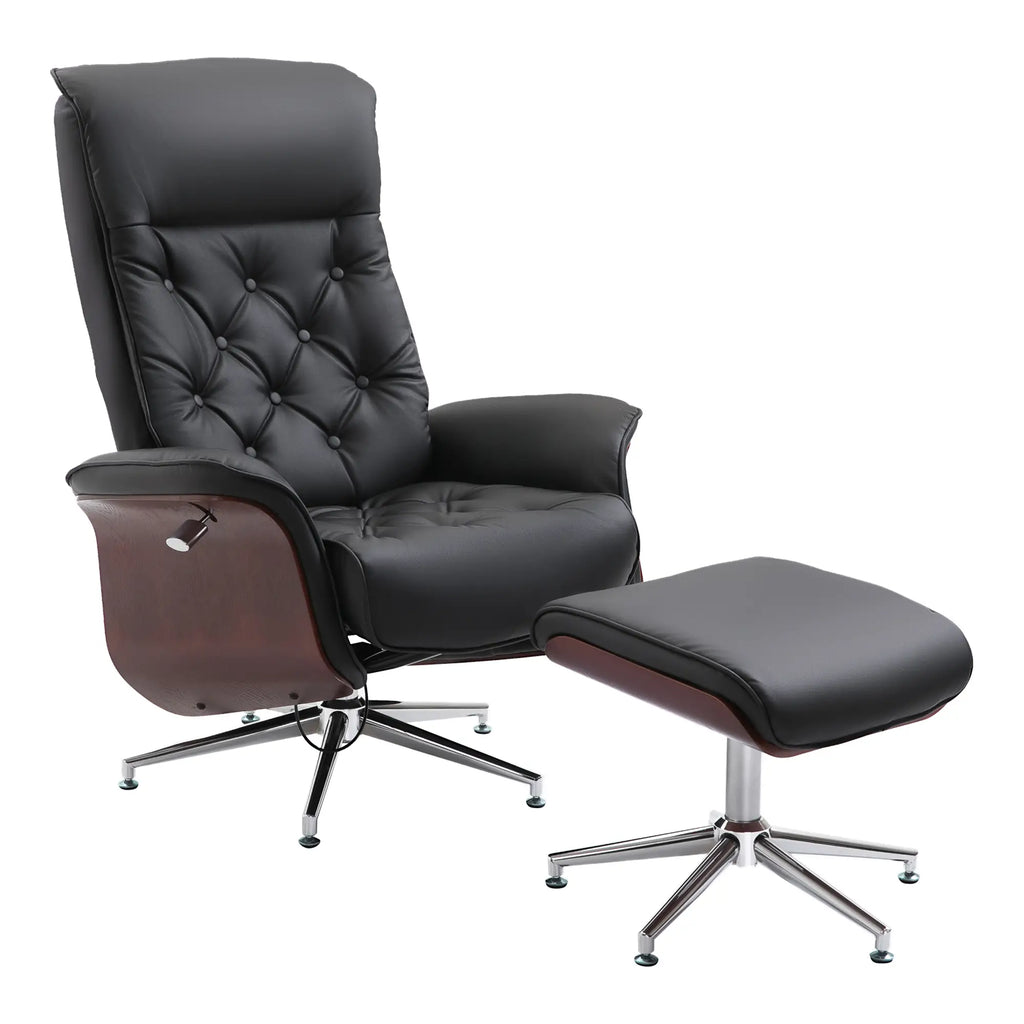 HOMCOM Relaxsessel mit Hocker 360° drehbar 145° neigbar Chesterfield