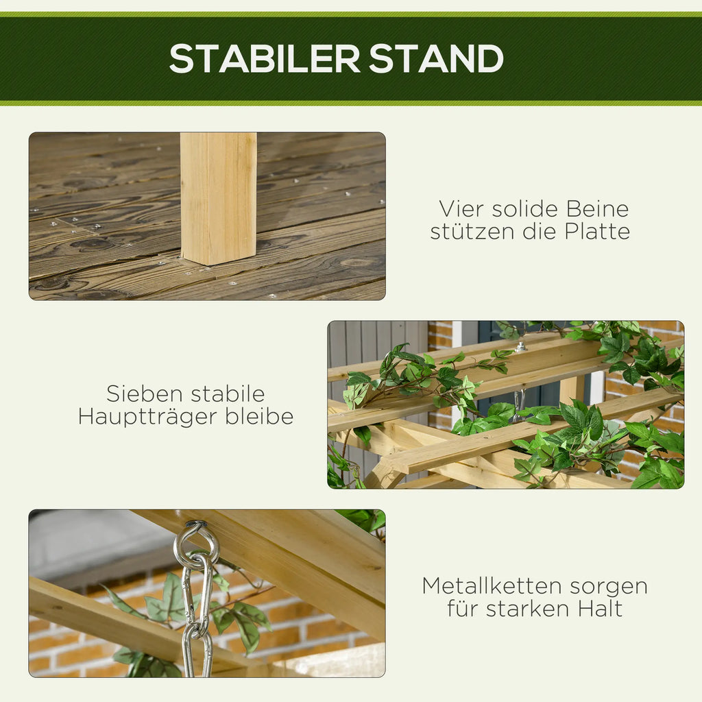 Outsunny Hollywoodschaukel Pergola höhenverstellbar Massivholz