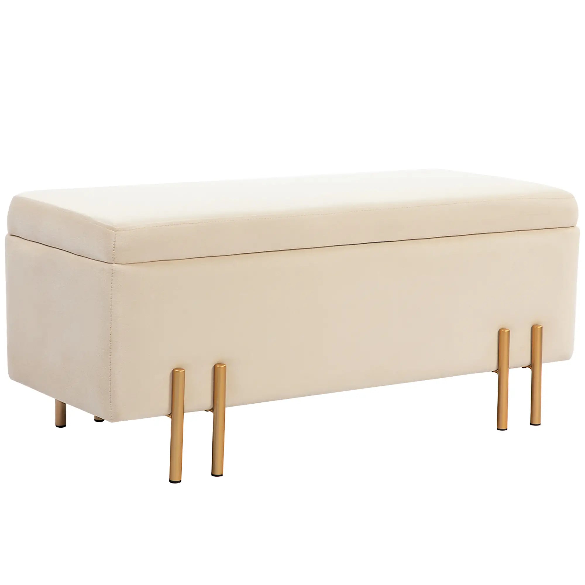 HOMCOM Polsterbank mit Stauraum Sitztruhe vielseitig Samt Beige