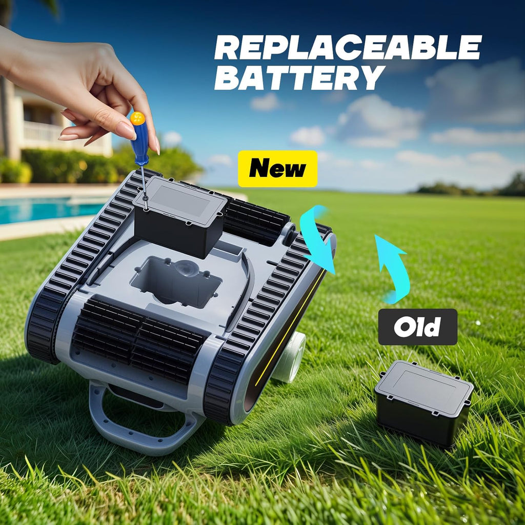 Crab Kabelloser Roboter-Poolsauger, Wandklettern, automatischer Poolreiniger, geeignet für Wände und Böden von 150 m² großen Pools