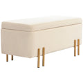 HOMCOM Polsterbank mit Stauraum Sitztruhe vielseitig Samt Beige