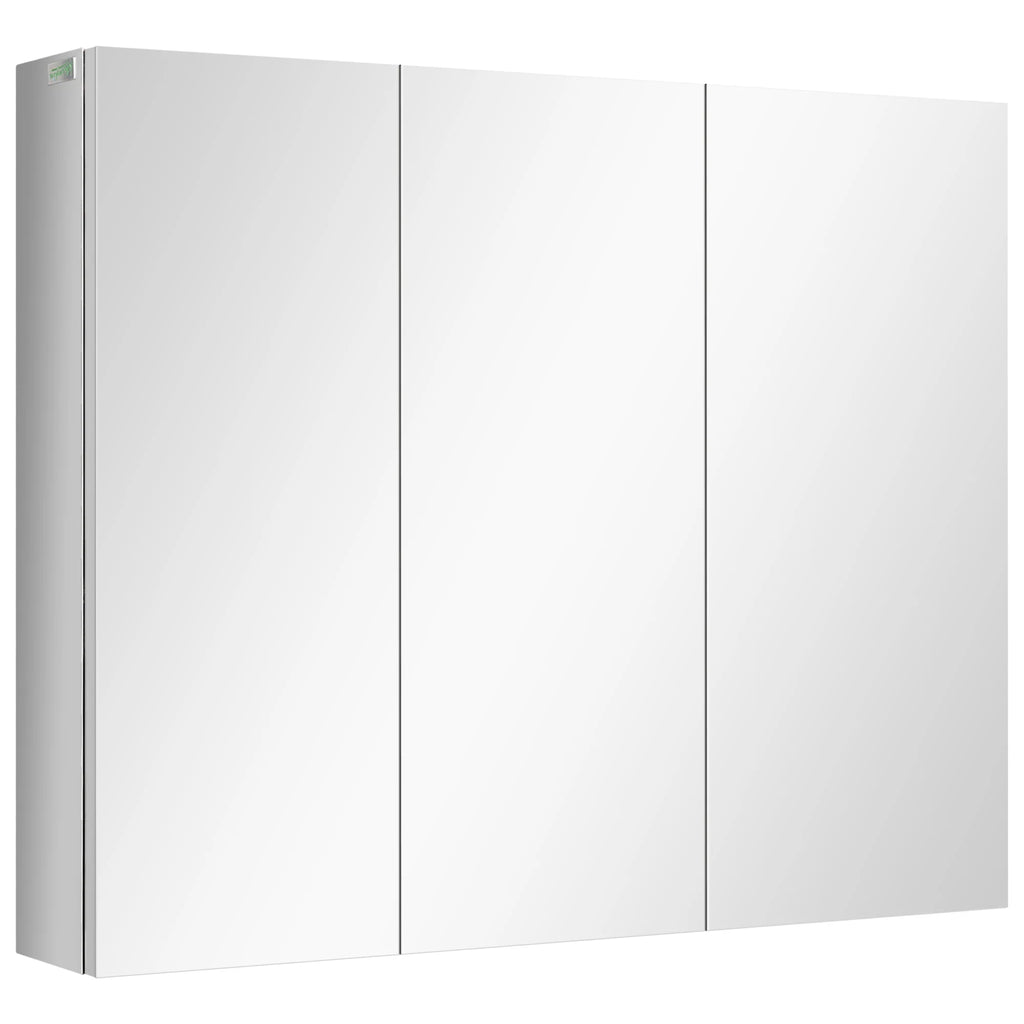 kleankin Spiegelschrank Badezimmerschrank Wandmontage Spiegeltüren Edelstahl