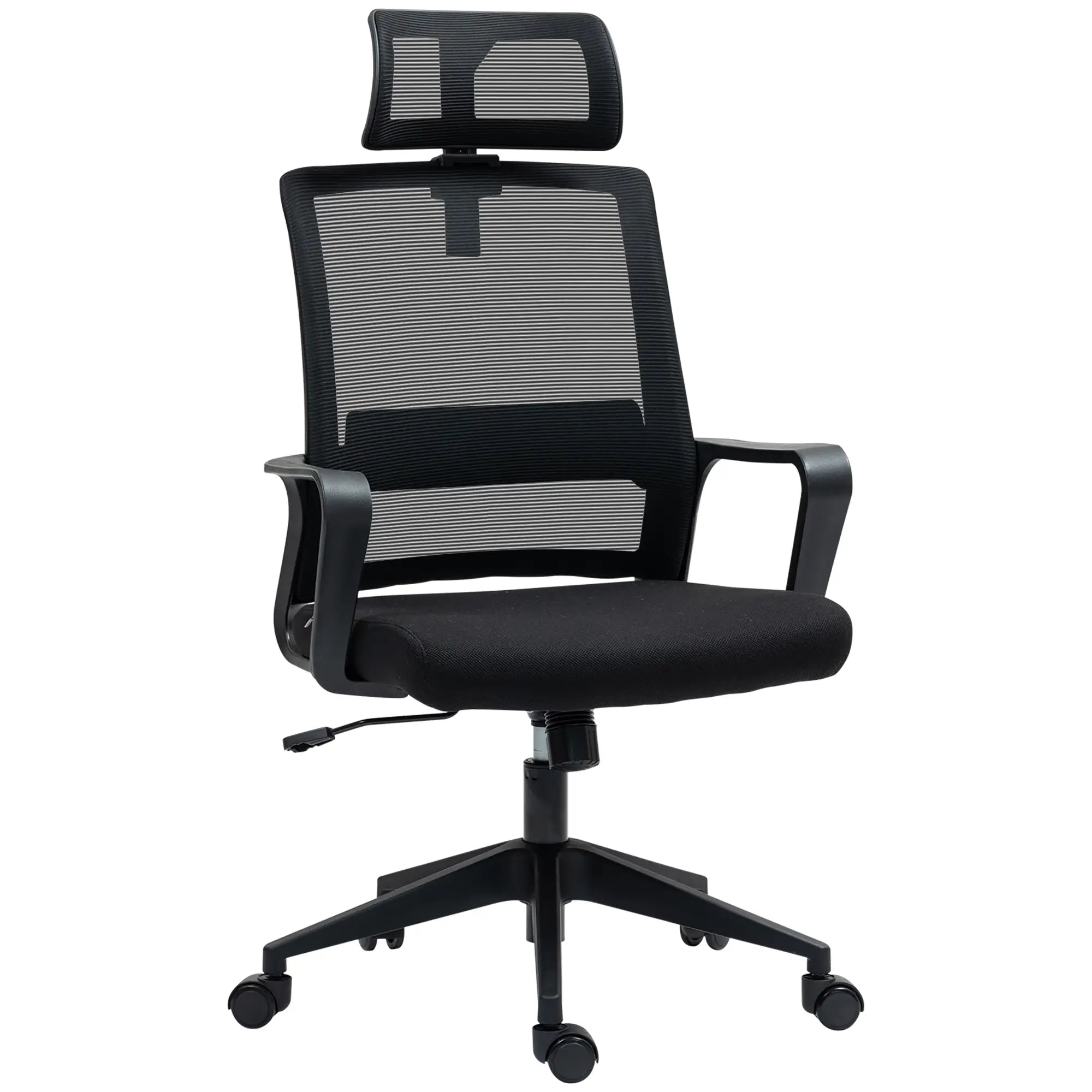HOMCOM Ergonomischer Bürostuhl mit verstellbarer Kopfstütze, Schwarz