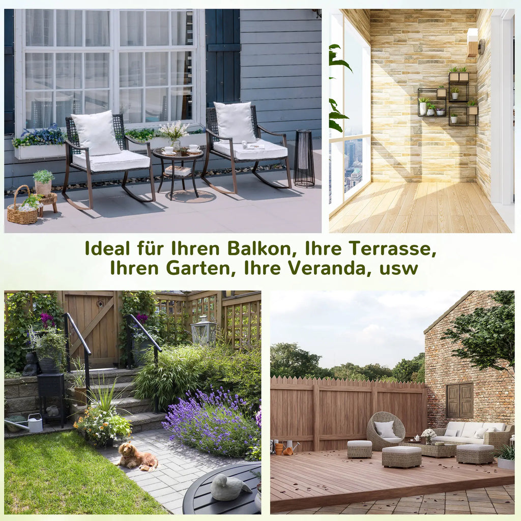 Outsunny Gartensitzgruppe 2 Schaukelstühle Tisch mit Kissen Rattan