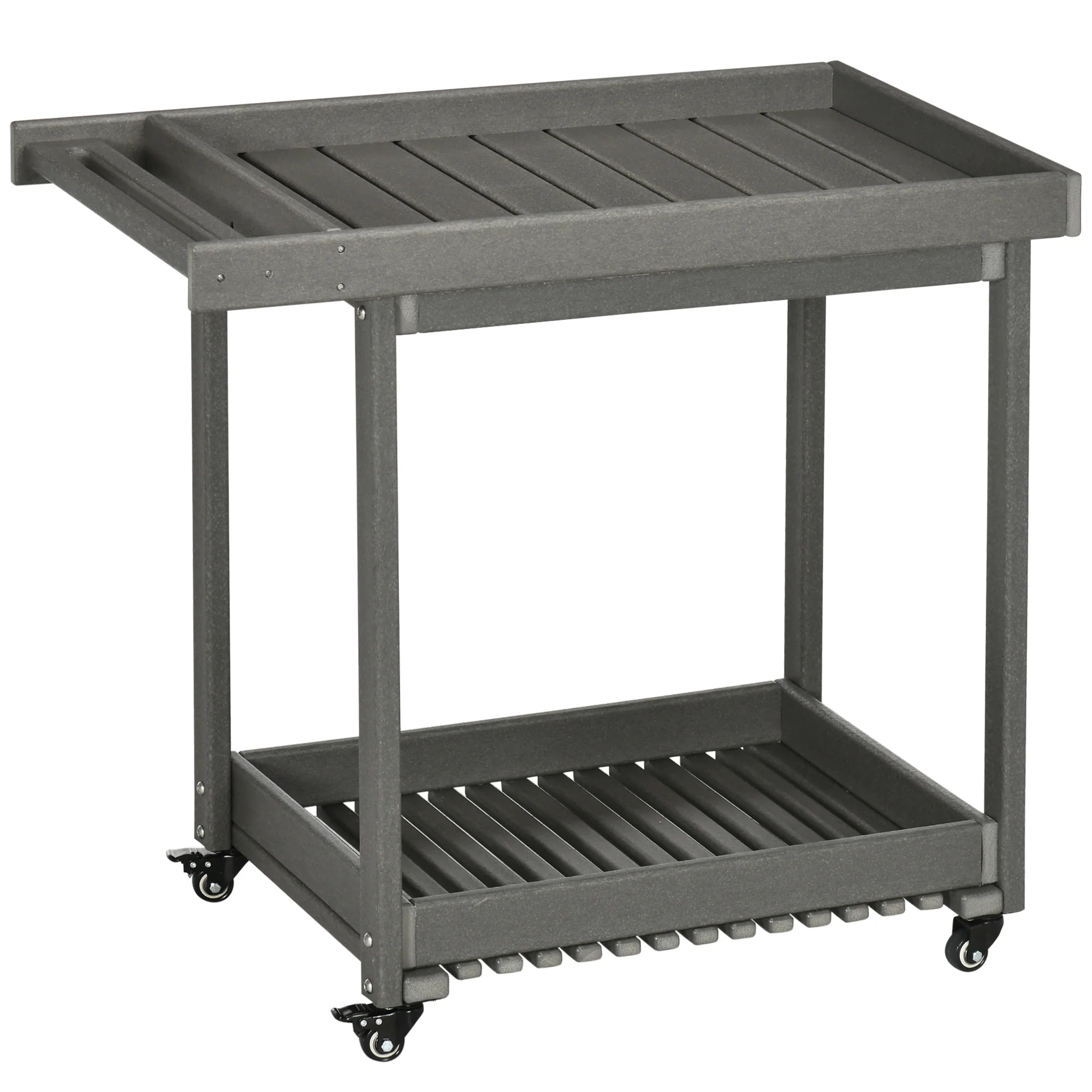 Outsunny Servierwagen Outdoor mit Rollen großer Stauraum