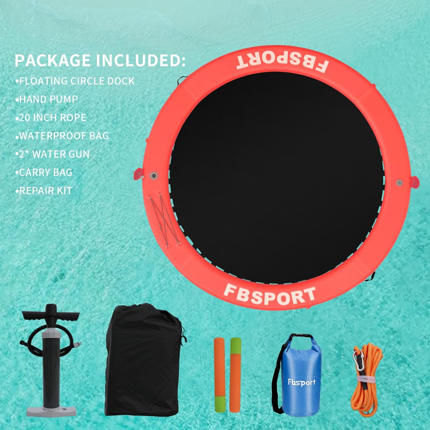 Aufblasbares Dock, schwimmende Plattform, 2,44 m aufblasbares Wasserhängematten-Schwimmdeck für See mit Getränkehalter, runder Schwimmring, Schwimmfloß, Liegeinsel, Plattformpolster