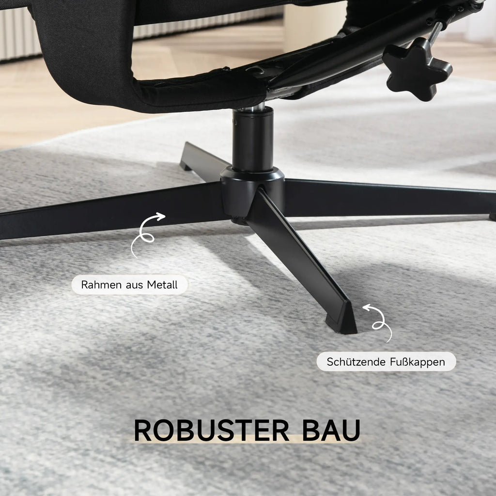 HOMCOM Relaxsessel mit Hocker & Liegefunktion Schwarz