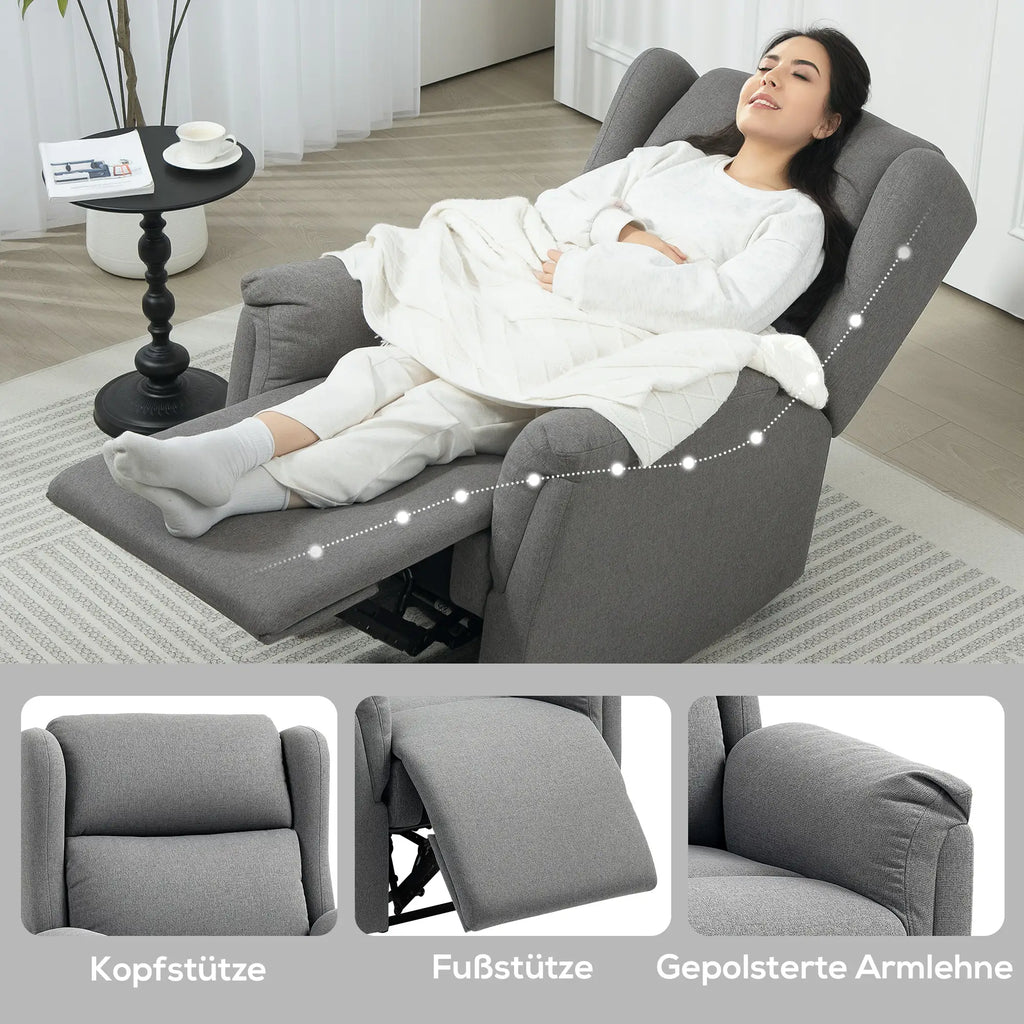 HOMCOM Relaxsessel mit Liegefunktion & Taschenfederkern, Dunkelgrau
