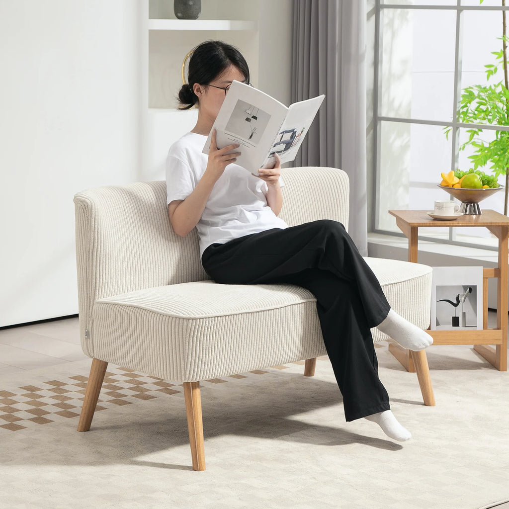 HOMCOM Zweisitzer Sofa Couch breite Sitzfläche weiche Polsterung cremeweiß