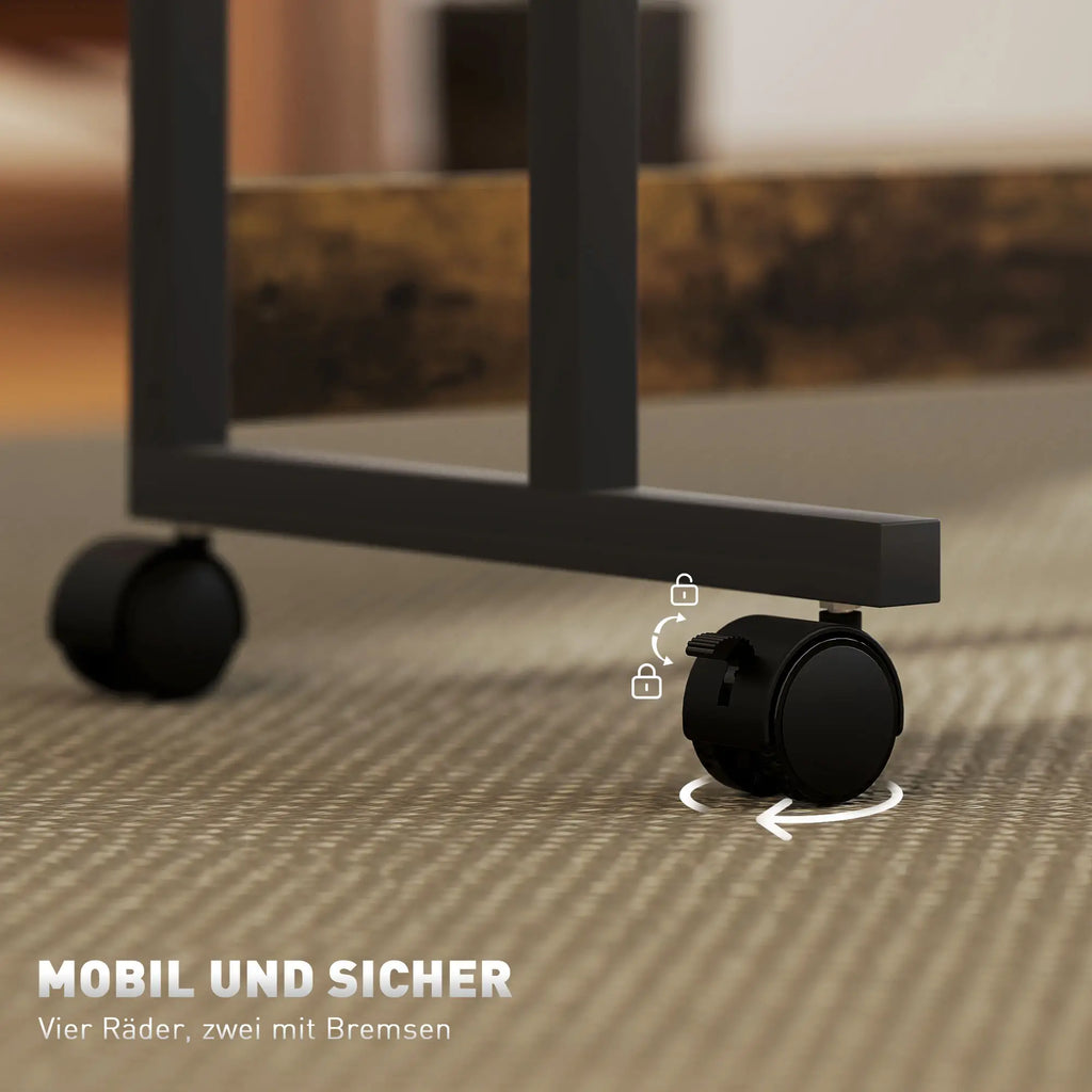 HOMCOM Schreibtisch höhenverstellbar mit Rollen kippbare Tischplatte